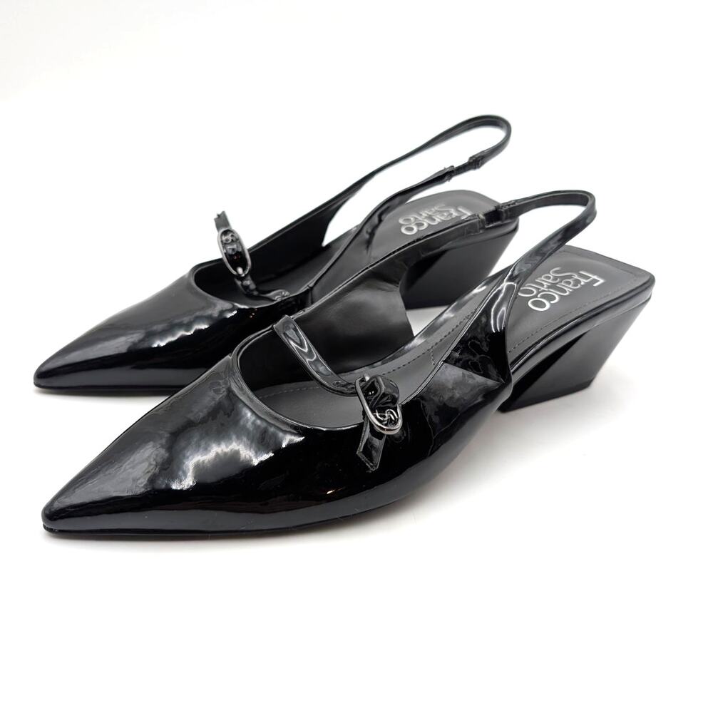 Franco Sarto Galin Slingback Pump Pointed Toe Women's Black Size US6.5M EU36.5